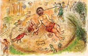1989 Chagall Lithograph V1-13d Odyssee Polyphemus
