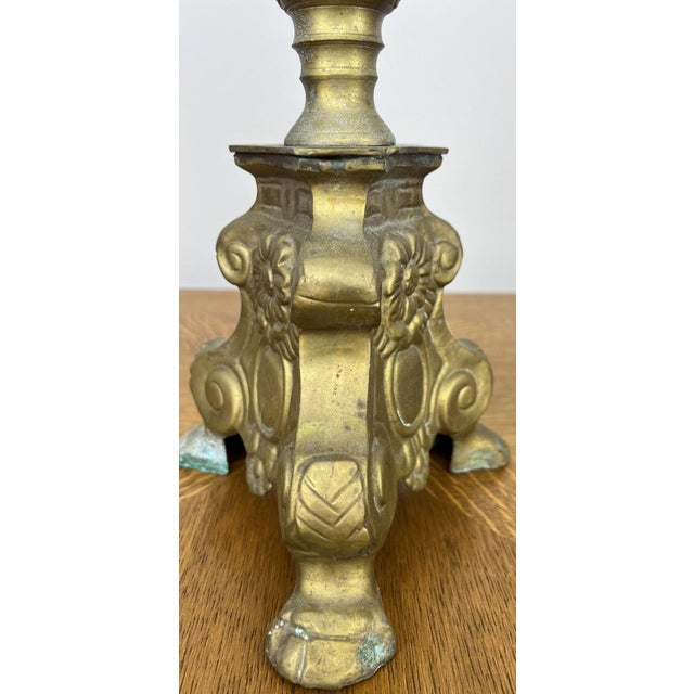 Metal Vintage Brass Ornate Decorative Candleholders, Set of 2 For Sale - Image 7 of 18