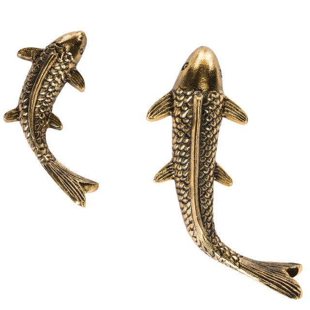 Modern Fish Wall Décor in Gold Antique - 9 Pieces For Sale - Image 3 of 5