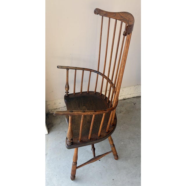 18thc New England Extended Arm Comb Back Windsor Birdcage For Sale - Image 4 of 16