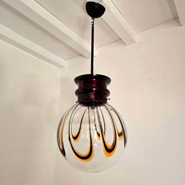 Mid-Century Modern 1970s Mid Century Modern Murano Glass Pendant Chandelier, Italy For Sale - Image 3 of 12