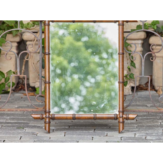 Petite French Antique Faux Bamboo Mirror with Warm Patina, circa 1900 For Sale In Atlanta - Image 6 of 10