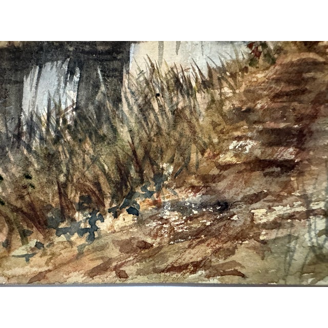 Impressionist Early 20th Century Attributed to Frank Henry Mason Woodland Stream Bridge Original Watercolor For Sale - Image 3 of 7