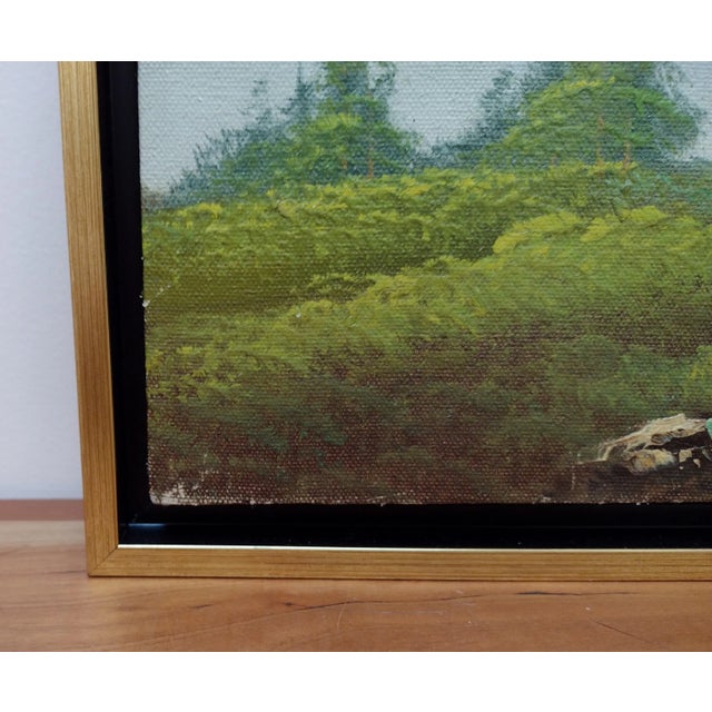 Silver Vintage Impressionist Landscape Snowy Mountains Woods Acrylic on Canvas Framed 12x16 For Sale - Image 8 of 10