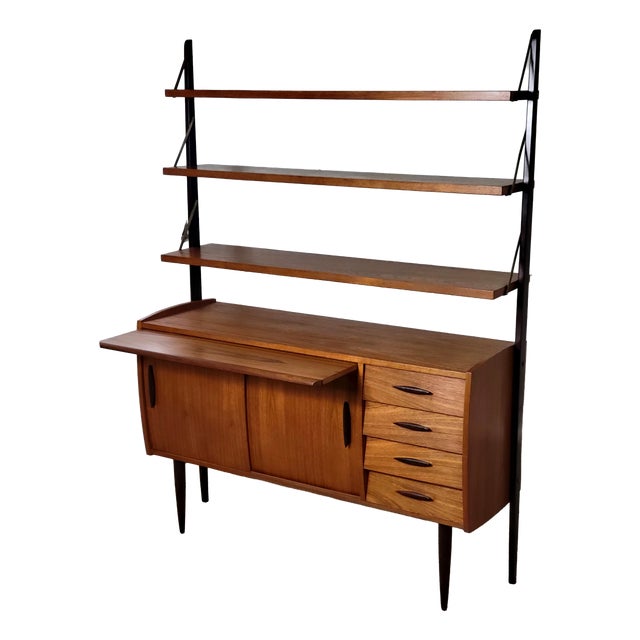 Vintage Swedish Freestanding Wall Unit with Desk, 1960s For Sale