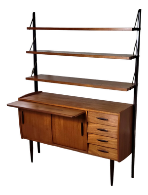 Vintage Swedish Freestanding Wall Unit with Desk, 1960s