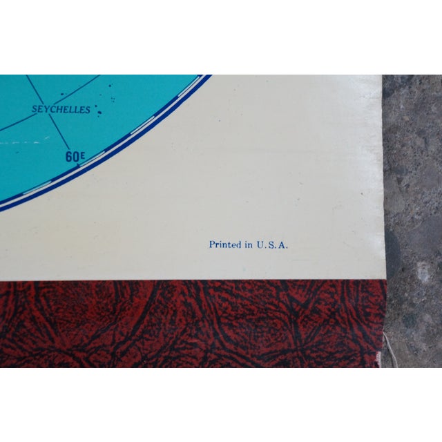 George F. Cram Mid Century Cram's Physical Political World Pull Down Map Classroom Wall Map 64" For Sale - Image 4 of 18