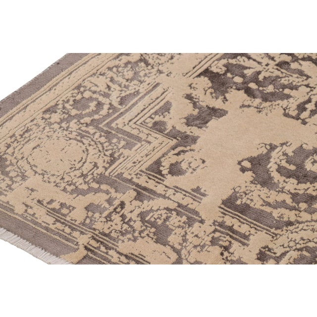 Rug & Kilim’s Modern Classics Rug in Cream and Mauve With Medallion and Florals For Sale In New York - Image 6 of 8