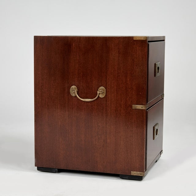 Pair of Vintage Campaign Style Leather Top Stands For Sale - Image 15 of 15