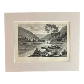 Antique 1874 Wood Engraving "Ramapo River" New Jersey in 11x14 Frame-Ready Mat For Sale