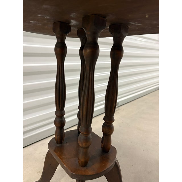 19th Century Victorian Solid Wood Side Table With Four Turned Legs For Sale - Image 11 of 12