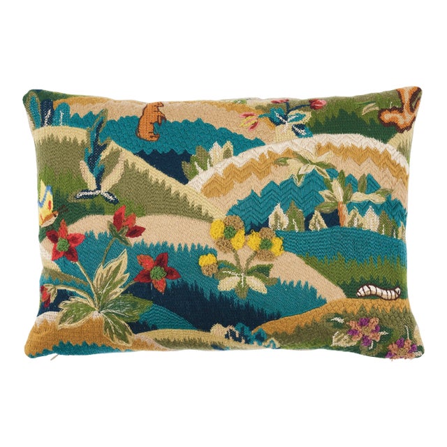 Schumacher Gerry Embroidery Pillow in Document For Sale