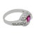 Contemporary 1950s Mid Century Ruby Diamond 14k White Gold Ring, Size 6.5 For Sale - Image 3 of 4