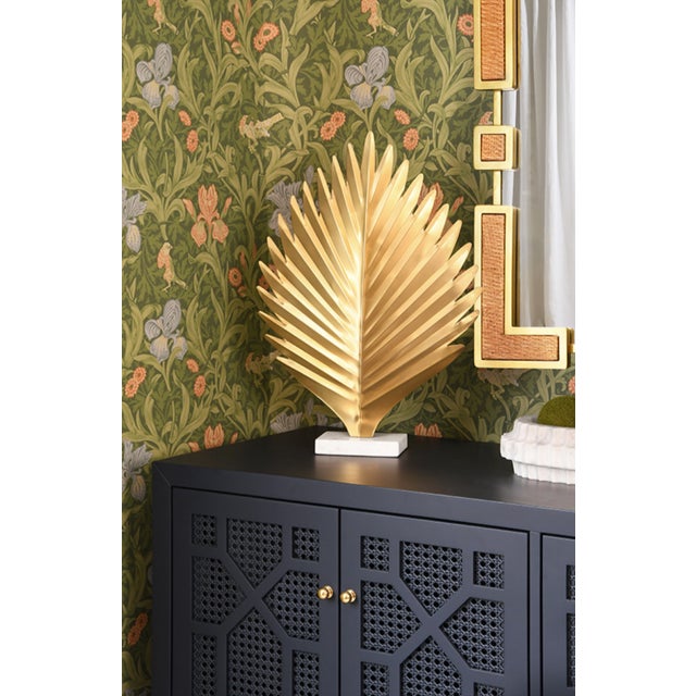 Brand new, special order item. Not vintage. A striking sculptural piece featuring an oversized antique brass palm leaf...