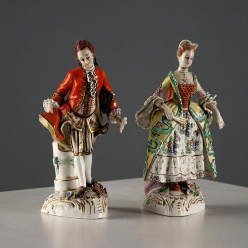 Antique 19th Century Figurines from Rudolstadt Porcelain, Germany, Set of 2 For Sale - Image 16 of 16