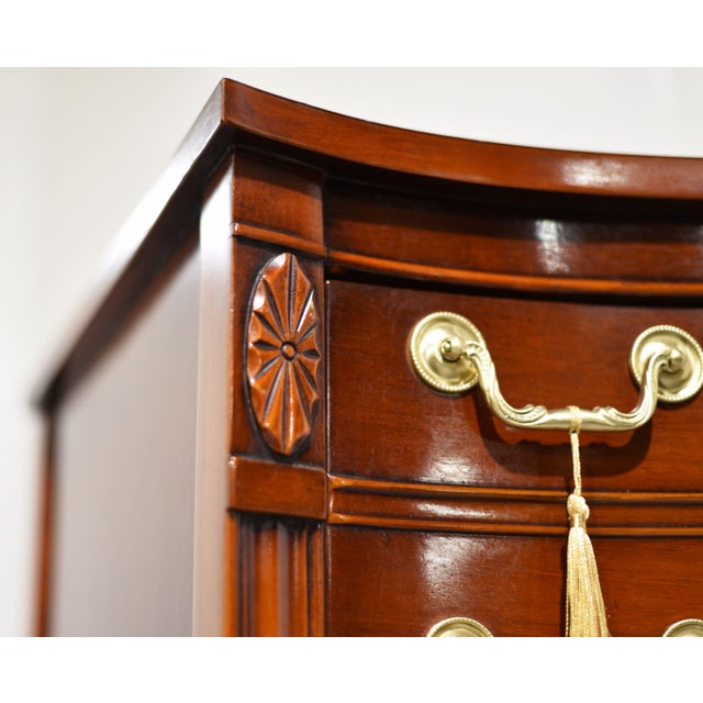 Wood Vintage Georgian Style Mahogany Tall Chest of Drawers With Brass Bail Hardware For Sale - Image 7 of 13