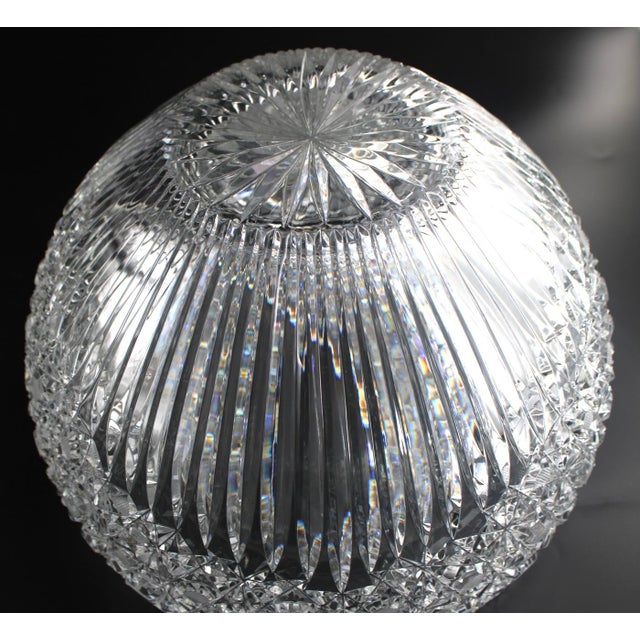Transparent 1920s Stunning Large American Brilliant Cut Glass Centerpiece Serving Bowl For Sale - Image 8 of 11