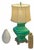 1960s Vintage Chinoiserie Emerald Green Lacquer Metal Tea Caddy Table Lamp With Chiffon Shade For Sale - Image 5 of 9