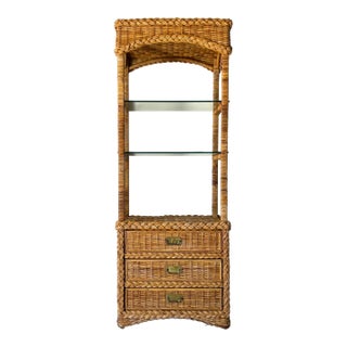 Bielecky Brothers Style - Boho Chic Rattan Wrapped Bookshelf For Sale