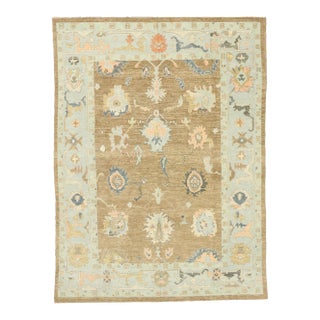 Vintage Pastel Turkish Oushak Rug - 08'10 X 12'00 For Sale
