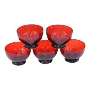 1950s Low Sherbet Baltic Royal Ruby by Anchor Hocking - 5pc Set