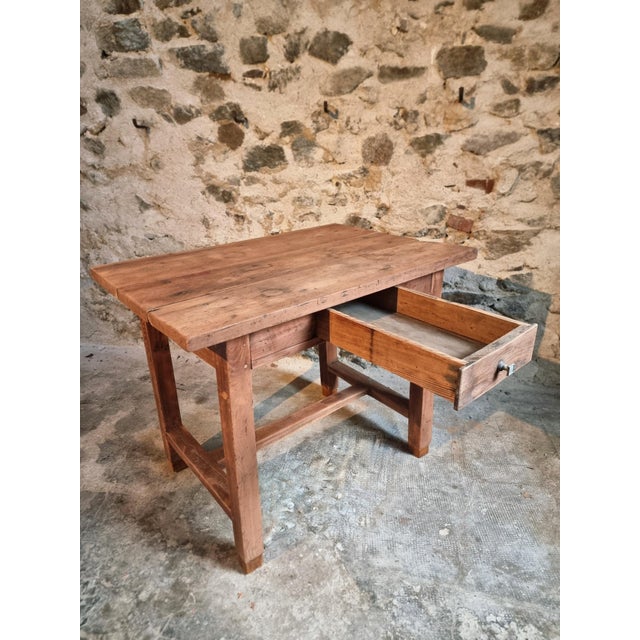 Rustic Antique French Cherrywood Worktable or Writing Desk, 19th Century For Sale - Image 3 of 15