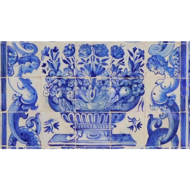 18th century Portuguese "Vase" Measures: 126cm x 126cm 81 tiles This panel is with the tiles restored 17th century. The...