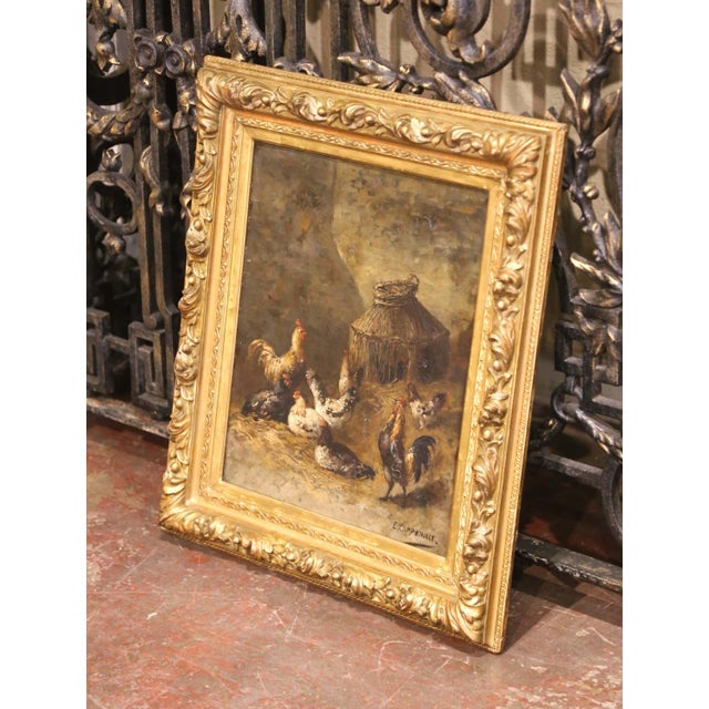 Bring rustic charm to your interior with this intimate and richly textured barnyard scene painted by Edmond van...