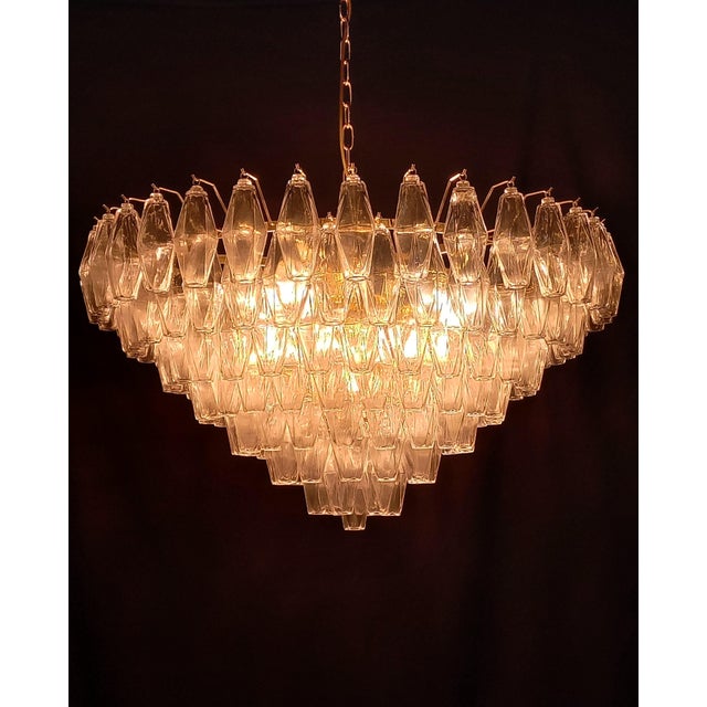 Handmade Crystal Polyhedron Glass Chandelier, 1962 For Sale - Image 3 of 12