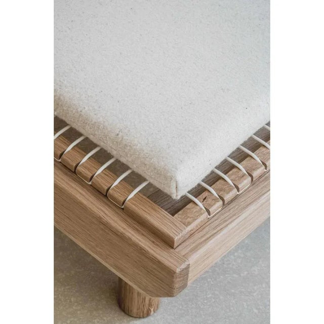 Contemporary Dena Wool Ecru Ottoman by La Lune For Sale - Image 3 of 6