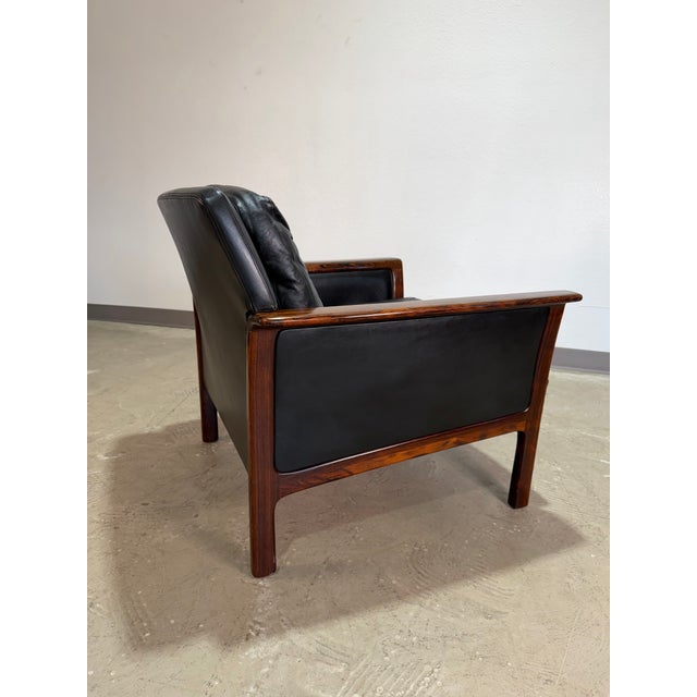 Mid-Century Modern 1960s Mid Century Bröderna Andersson Swedish Rosewood and Black Leather Lounge Chair For Sale - Image 3 of 12