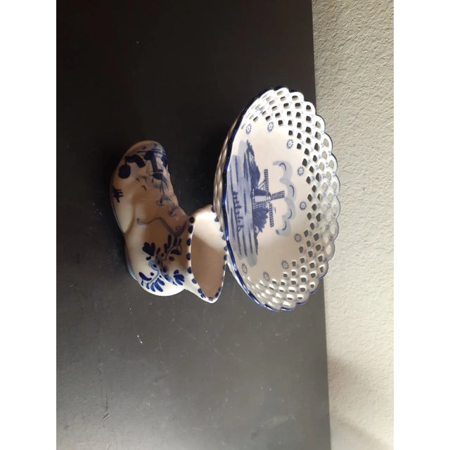 Art Deco 1980s Delfts Holland Reticular Decorative Bowl and Toothpick Holder - 2 Pieces For Sale - Image 3 of 10