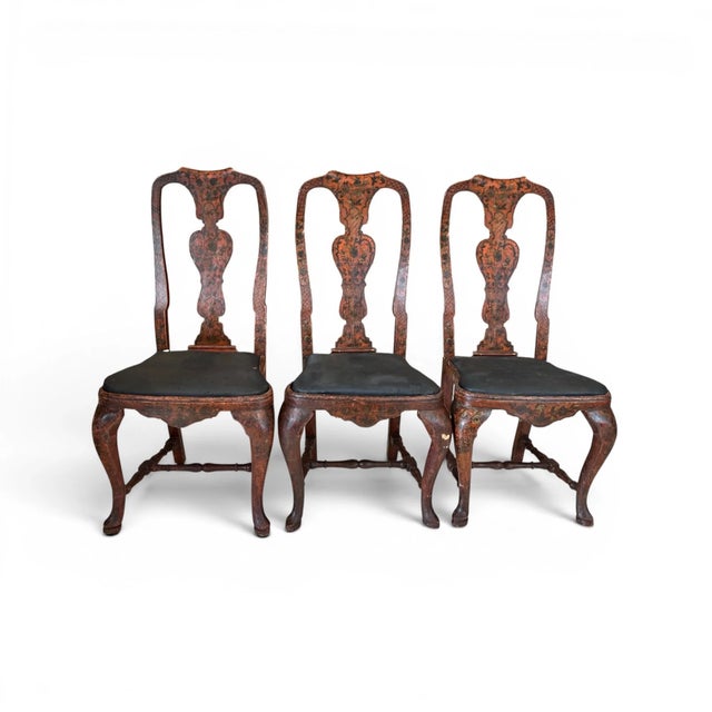Burgundy 18th Century Rococo Set of 6 Painted Dining Chairs From Lucca For Sale - Image 8 of 10