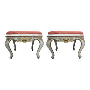 Pair of 19th Century Italian Painted and Gilt Ottomans