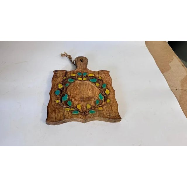 Vintage French Decorative Wooden Board with Hand-Painted Floral Design 1960s For Sale - Image 3 of 12