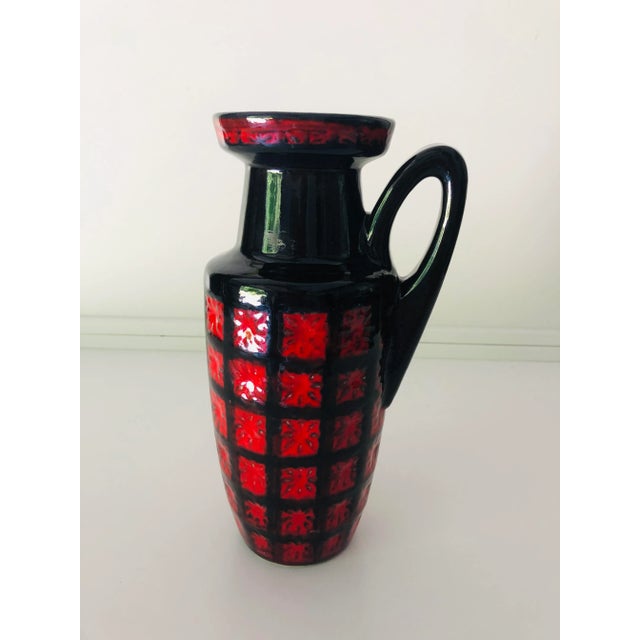 Midcentury Red & Black Pottery Picture For Sale In New York - Image 6 of 6