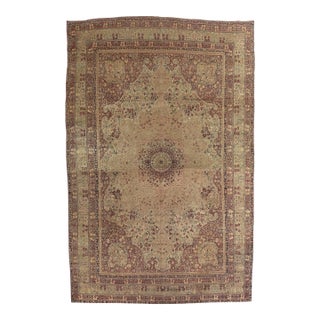 Antique Lavar Kerman Carpet, Fine Persian Oriental Rug Jewel Blue, Gold and Navy For Sale