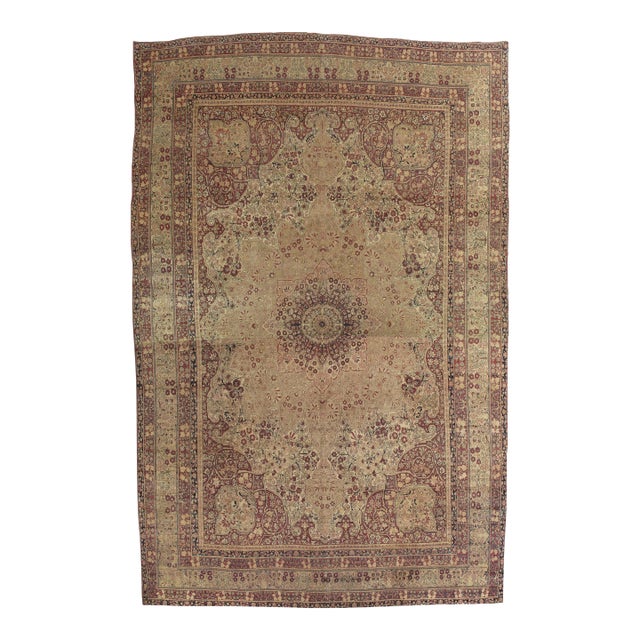Antique Lavar Kerman Carpet, Fine Persian Oriental Rug Jewel Blue, Gold and Navy For Sale
