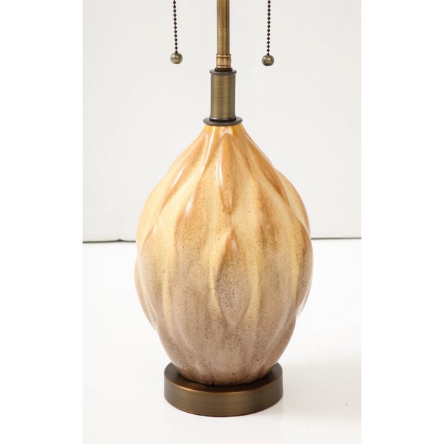 1960s Gourd Shaped Ceramic Lamp in the style of Axel Salto. For Sale - Image 5 of 8