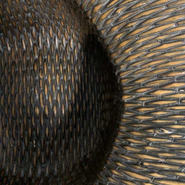 Wood Vintage Primitive Handwoven Split Reed Gathering Basket With Handle For Sale - Image 7 of 7