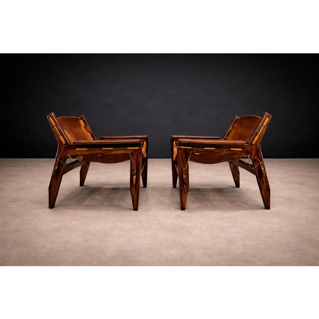 Armchairs “Kilin” in Hardwood & Leather, Sergio Rodrigues, 1960s - Lot 595A For Sale - Image 10 of 17