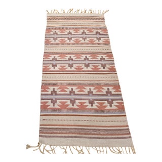 Vintage American Southwestern Kilim Rug, Handwoven Stripe Pattern, Earth Tones, 3’ X 5’ For Sale