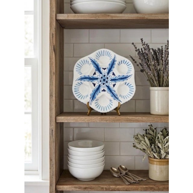 Ceramic Italian Hand-Painted Ceramic Oyster Plate by Les-Ottomans For Sale - Image 7 of 12