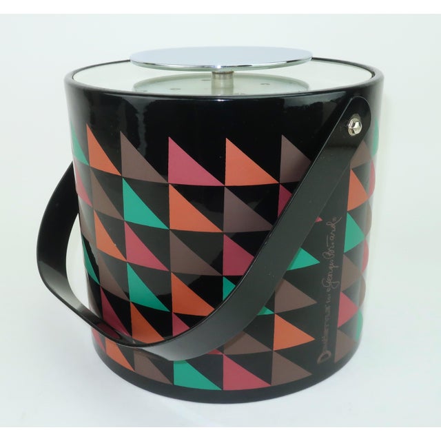 Georges Briard Memphis Style Postmodern Black Geometric Print Ice Bucket, 1980's For Sale - Image 9 of 13