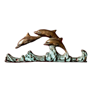1970s Jumping Dolphins Brass/Verde Gris 5 Key Hook Rack