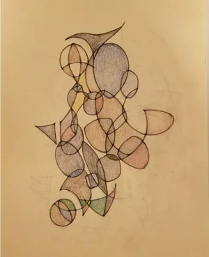 Original Contemporary Abstract Color Pencil and Graphite Drawing on Paper