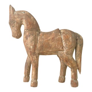 Antique Americana Folk Art Wooden Horse Sculpture For Sale