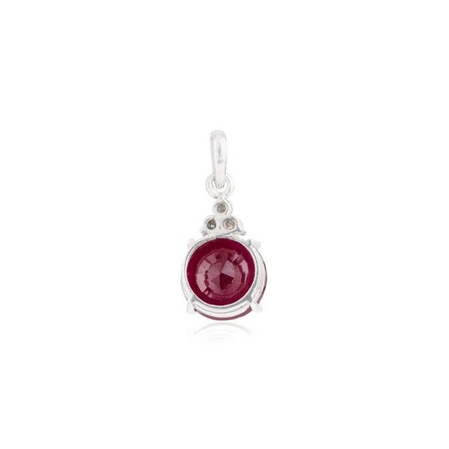 Art Deco Petite Natural Ruby Diamond Solitaire Pendant for Her For Sale - Image 3 of 12