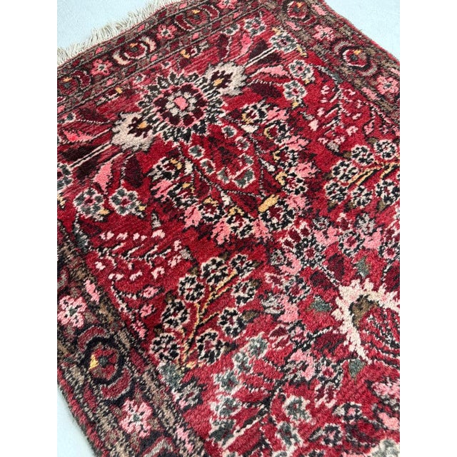 1930s Botanical Vintage Persian Sarouk Runner Scarlet, Grey Rug 2.10 x 9.10 For Sale - Image 5 of 9