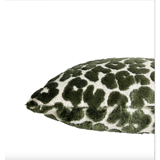 Rosemary Green Leopard 20x20 Velvet Throw Pillow With Feather Down Insert For Sale In New York - Image 6 of 6